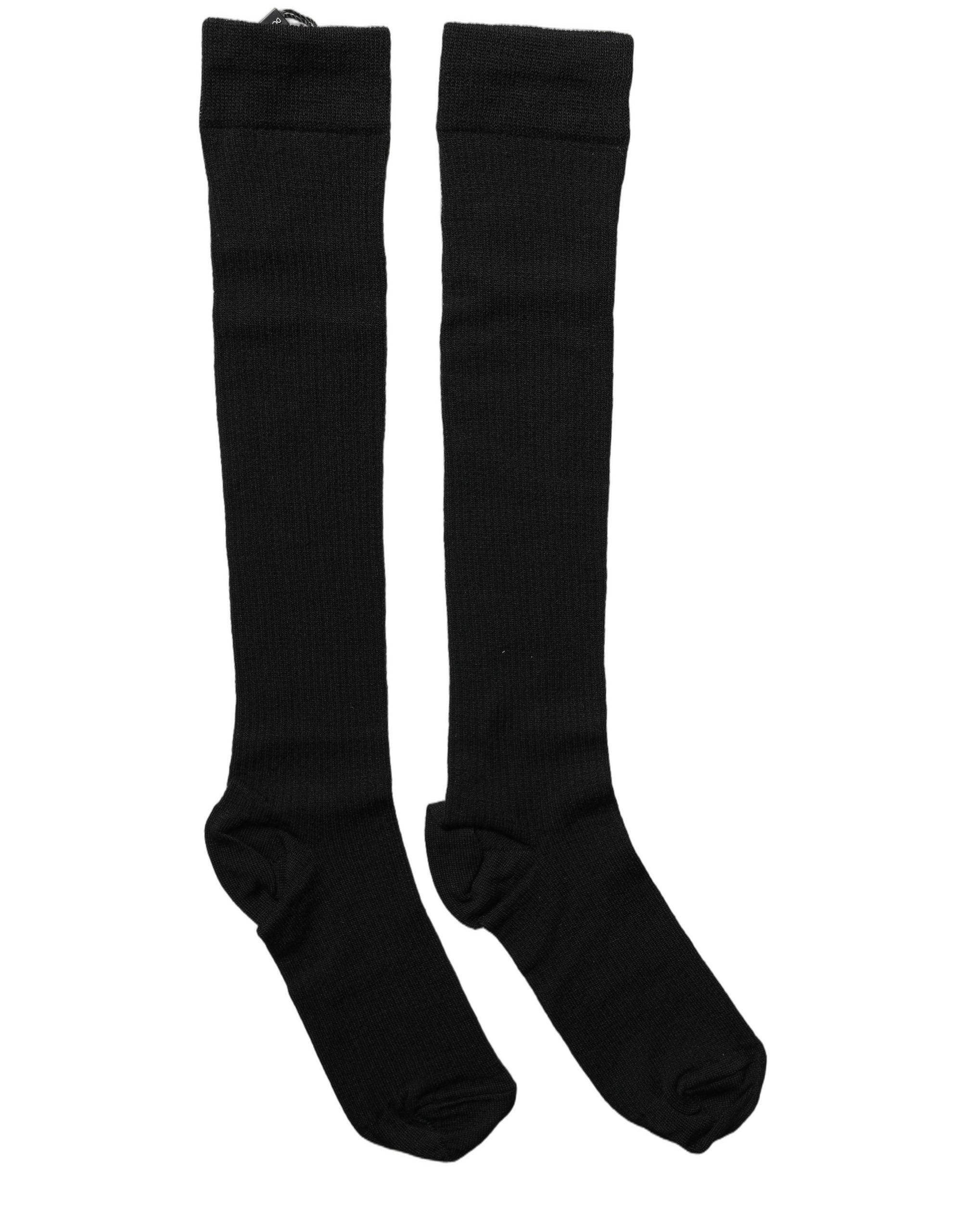 Dolce & Gabbana Black Wool Knit Calf Long Women Accessory Socks Dolce & Gabbana