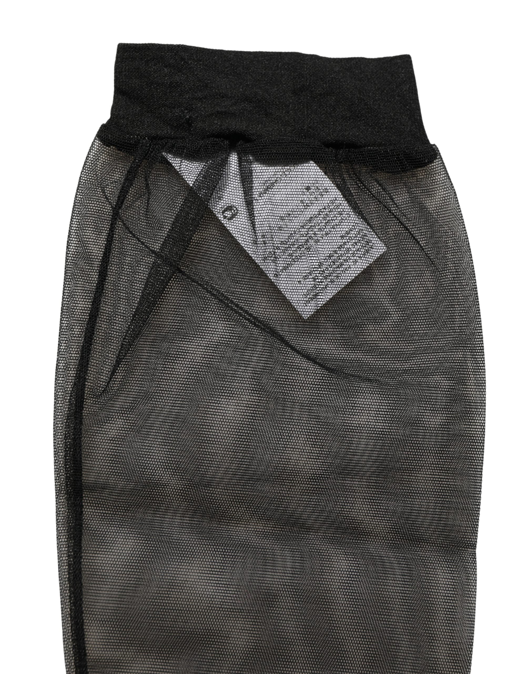 Dolce & Gabbana Black Nylon Mesh Sheer Calf Long Accessory Socks Dolce & Gabbana