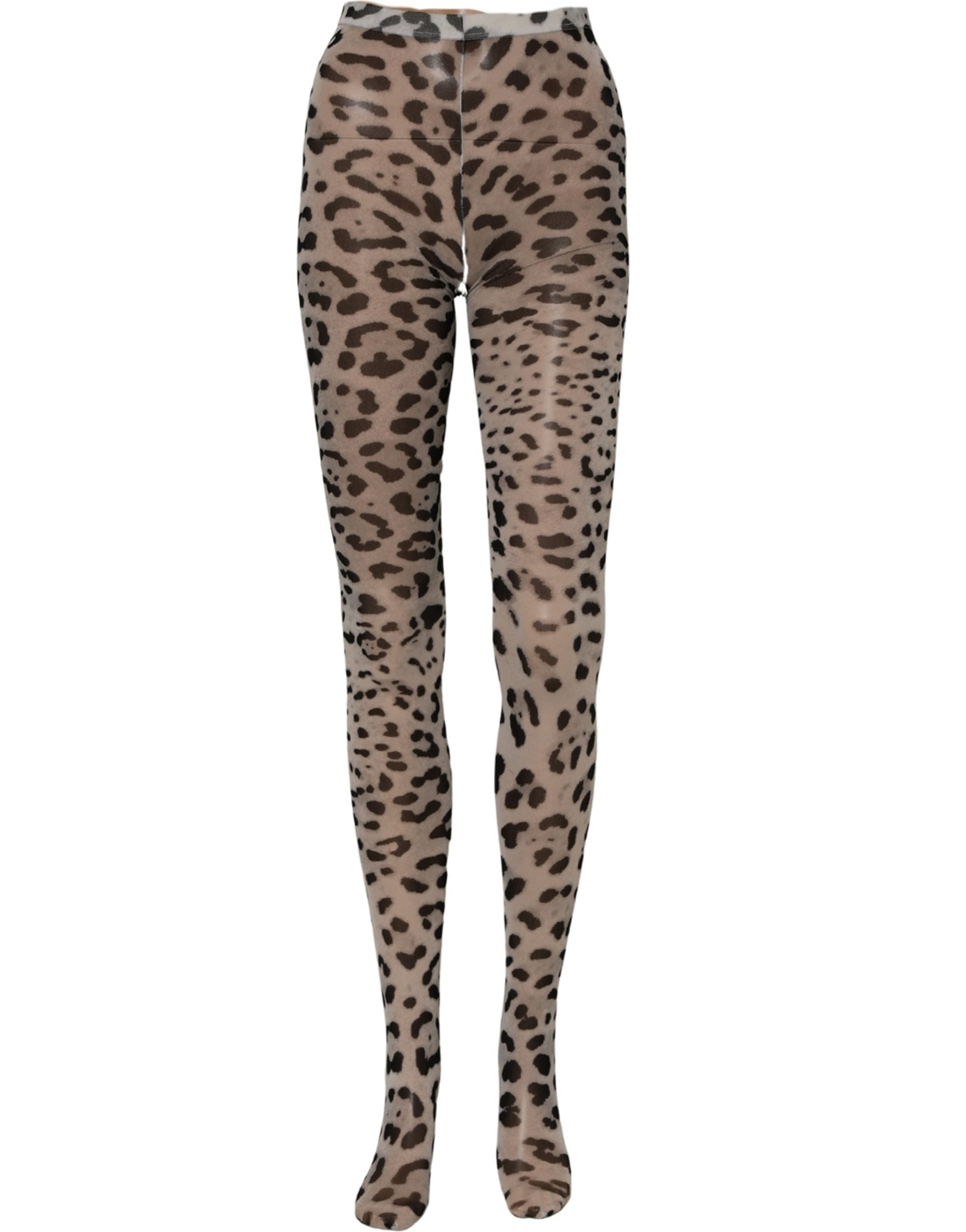 Dolce & Gabbana Gray Leopard Nylon Tights Stocking Pantyhose Socks Dolce & Gabbana