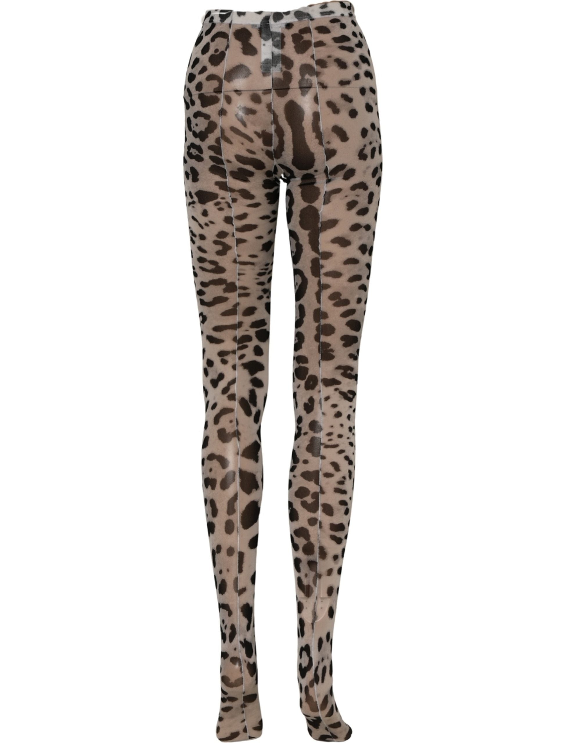 Dolce & Gabbana Gray Leopard Nylon Tights Stocking Pantyhose Socks Dolce & Gabbana