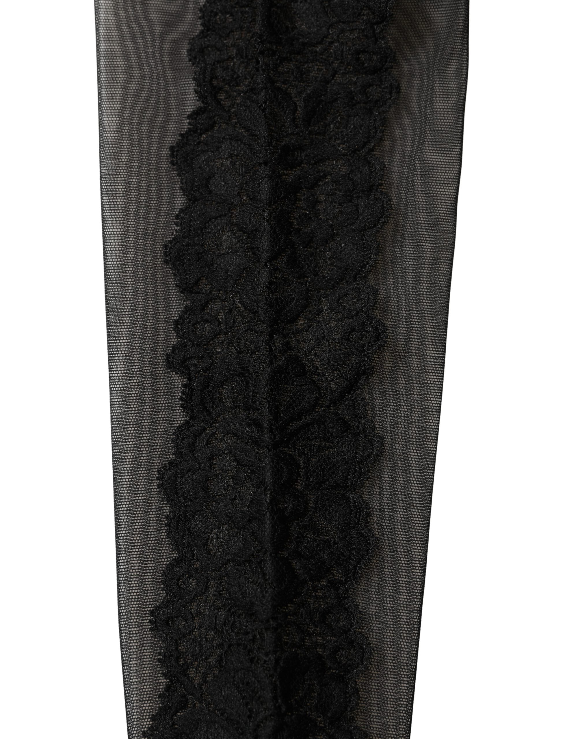 Dolce & Gabbana Black Nylon Mesh Sheer Calf Long Accessory Socks Dolce & Gabbana