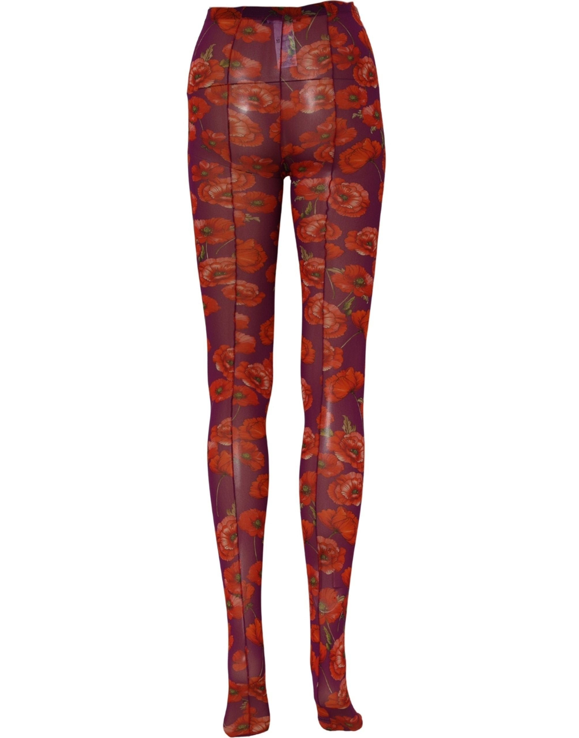 Dolce & Gabbana Purple Nylon Floral Print Tights Stockings Socks Dolce & Gabbana