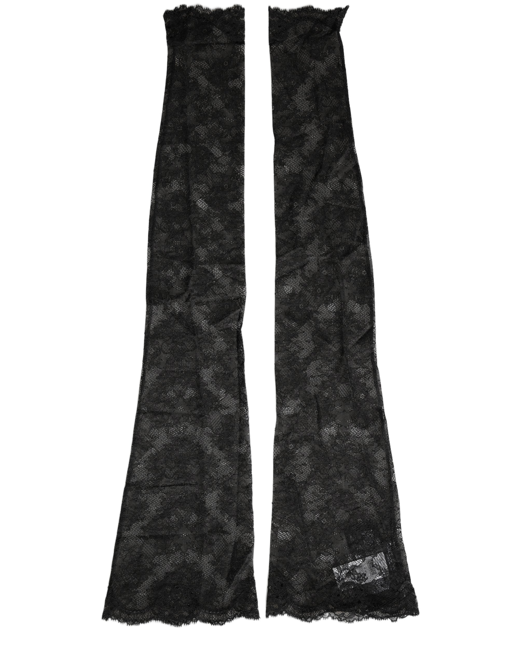 Dolce & Gabbana Black Floral Lace Nylon Stretch Knee High Socks Dolce & Gabbana