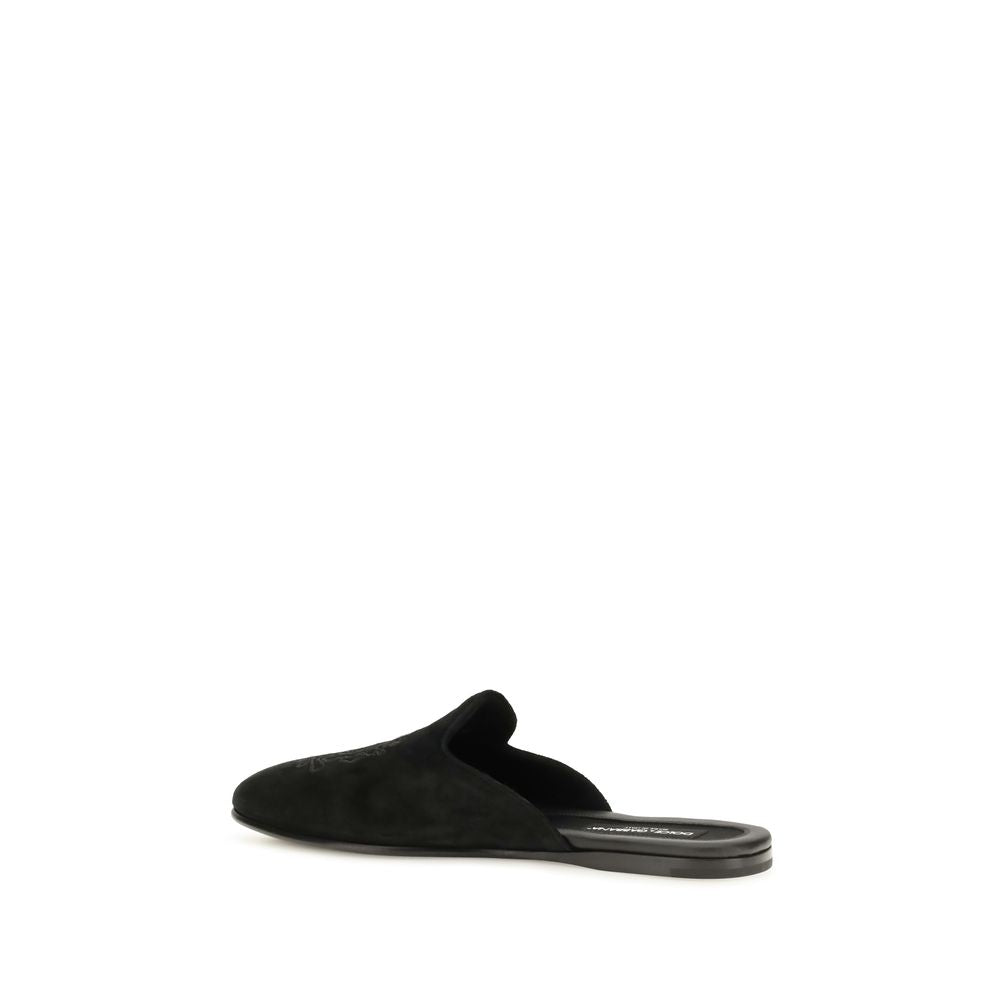 Dolce & Gabbana Black Calf Leather Bos Taurus Mules Dolce & Gabbana