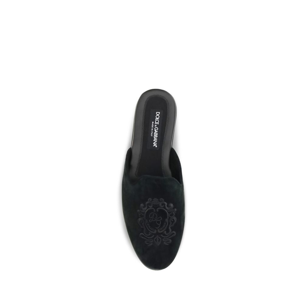 Dolce & Gabbana Black Calf Leather Bos Taurus Mules Dolce & Gabbana