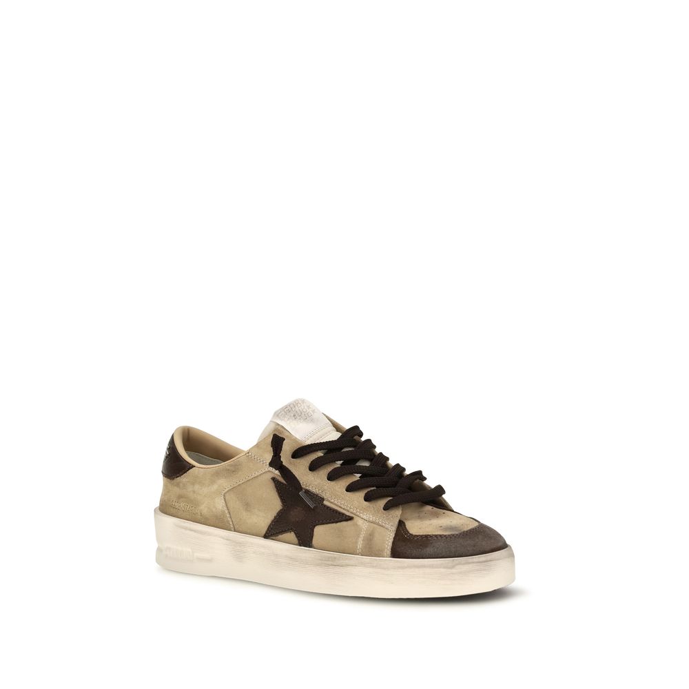Golden Goose Beige Calf Leather Bos Taurus Sneakers Golden Goose