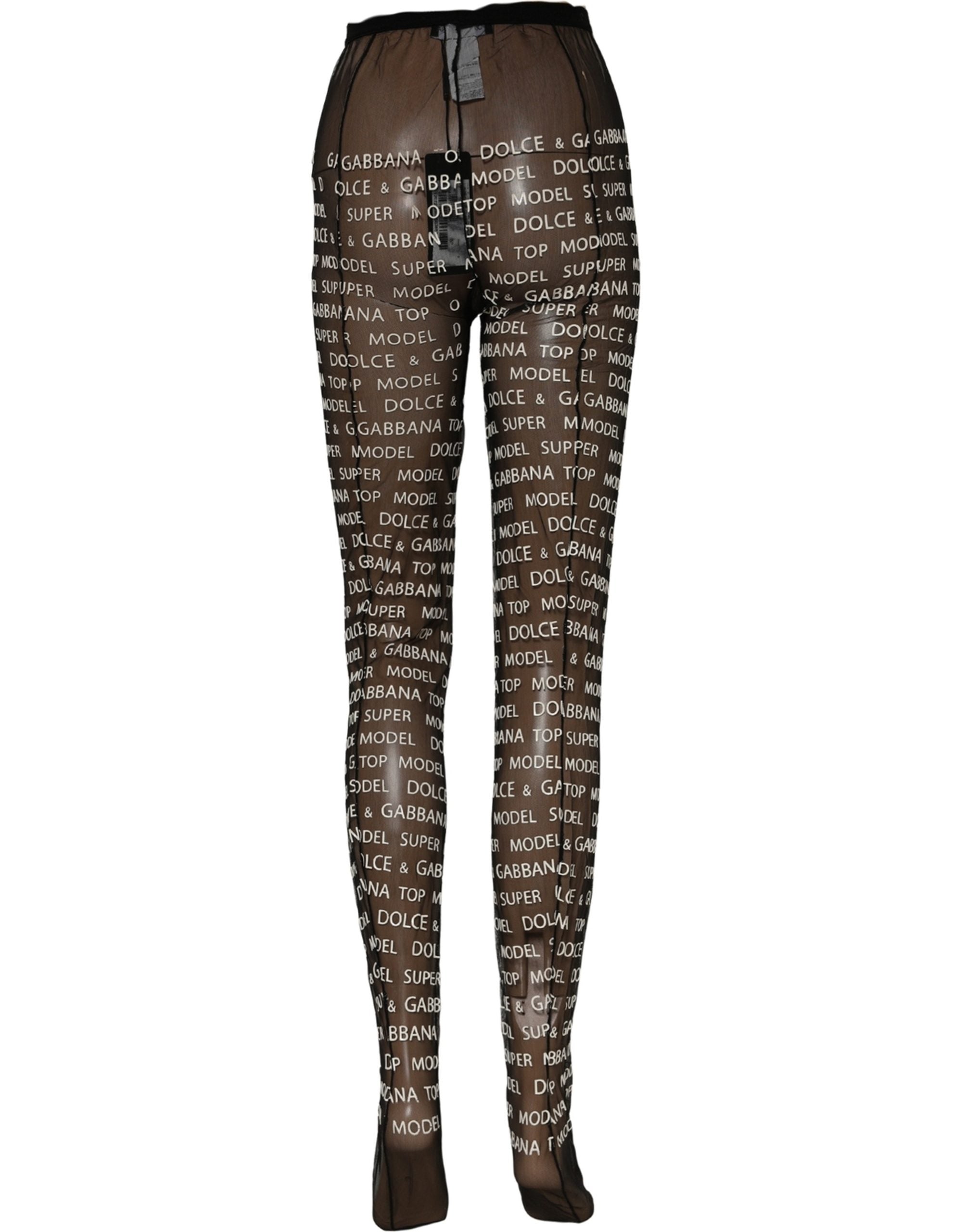 Dolce & Gabbana Black White All Over Print Sheer Stretch Tights Socks Dolce & Gabbana
