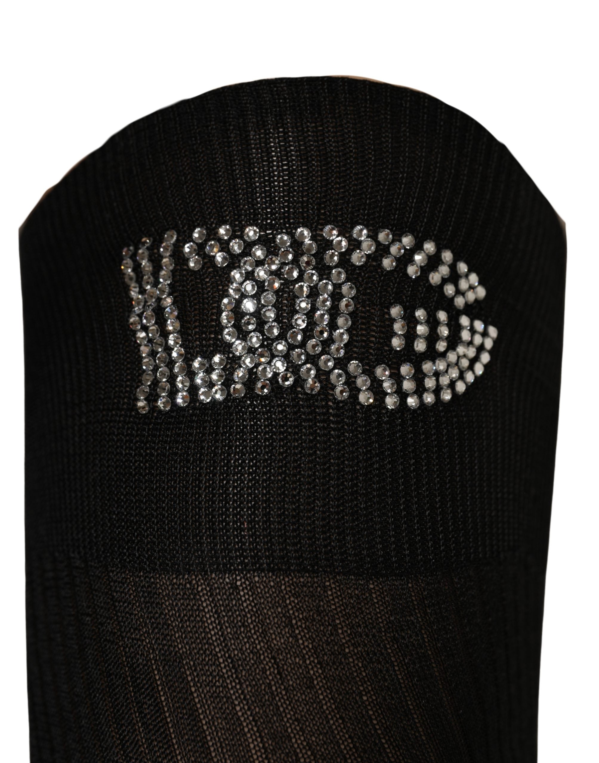 Dolce & Gabbana Black DG Logo Rhinestones Stretch Thigh High Socks Dolce & Gabbana