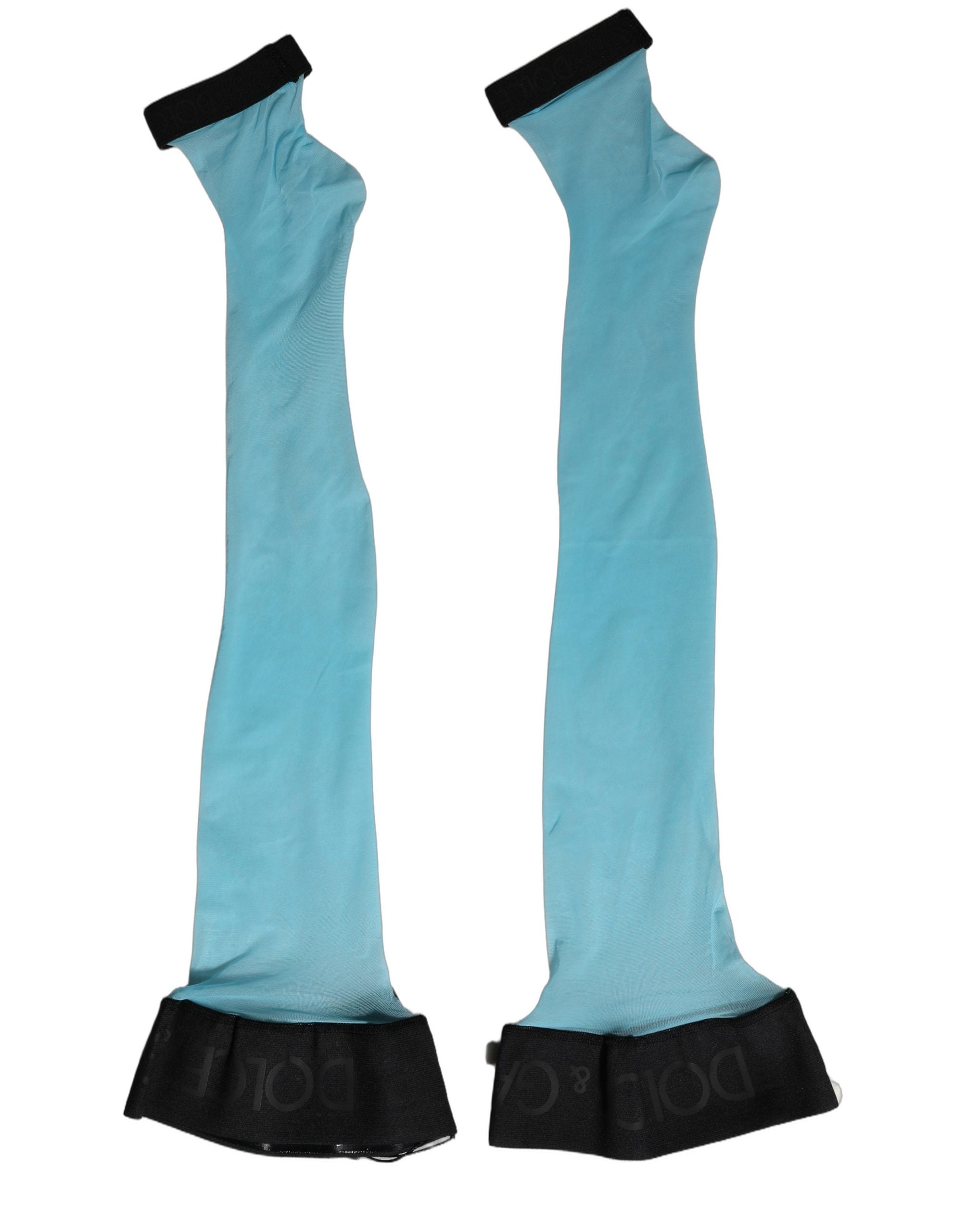 Dolce & Gabbana Light Blue Nylon Thigh High Women Accessory Socks Dolce & Gabbana