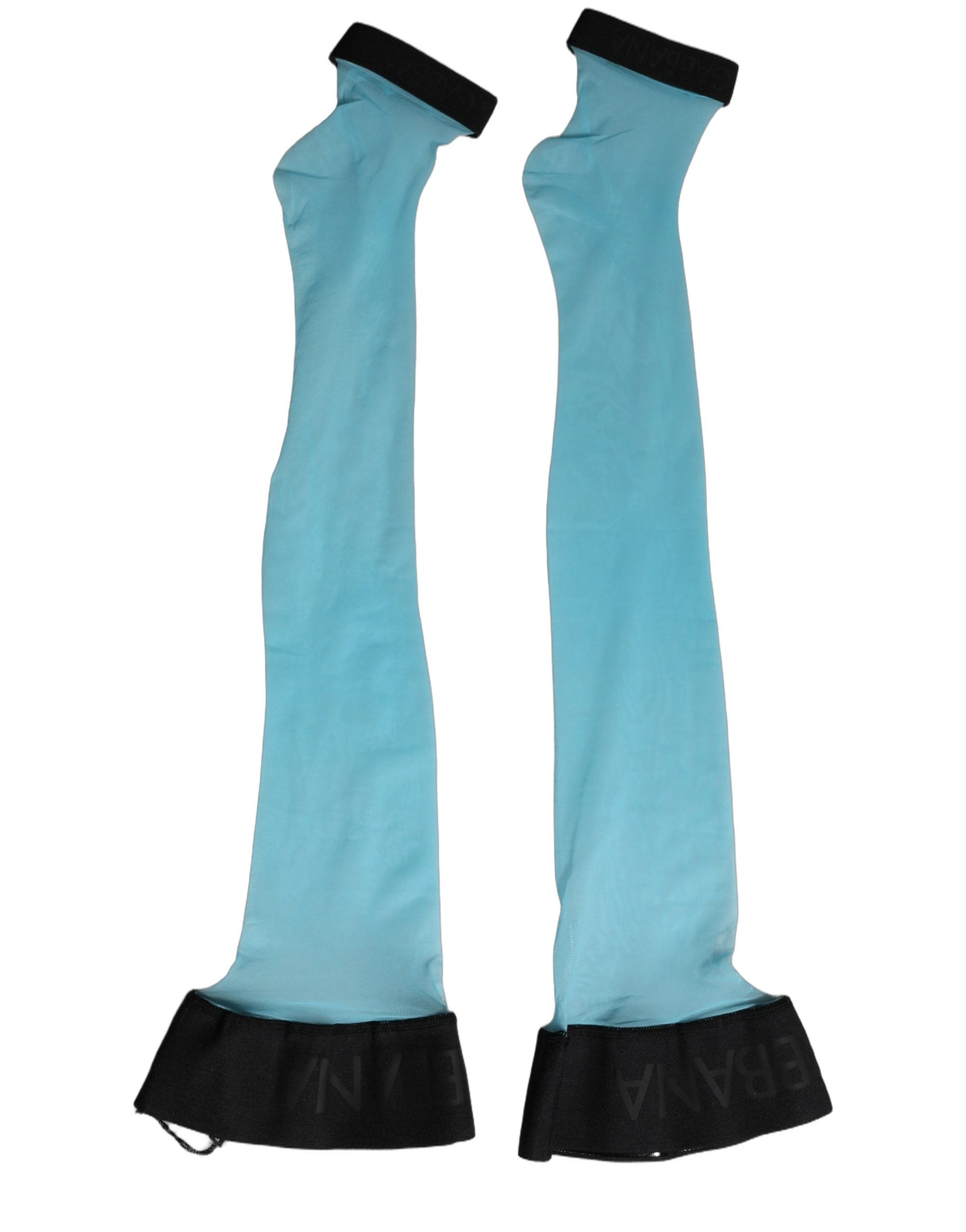 Dolce & Gabbana Light Blue Nylon Thigh High Women Accessory Socks Dolce & Gabbana