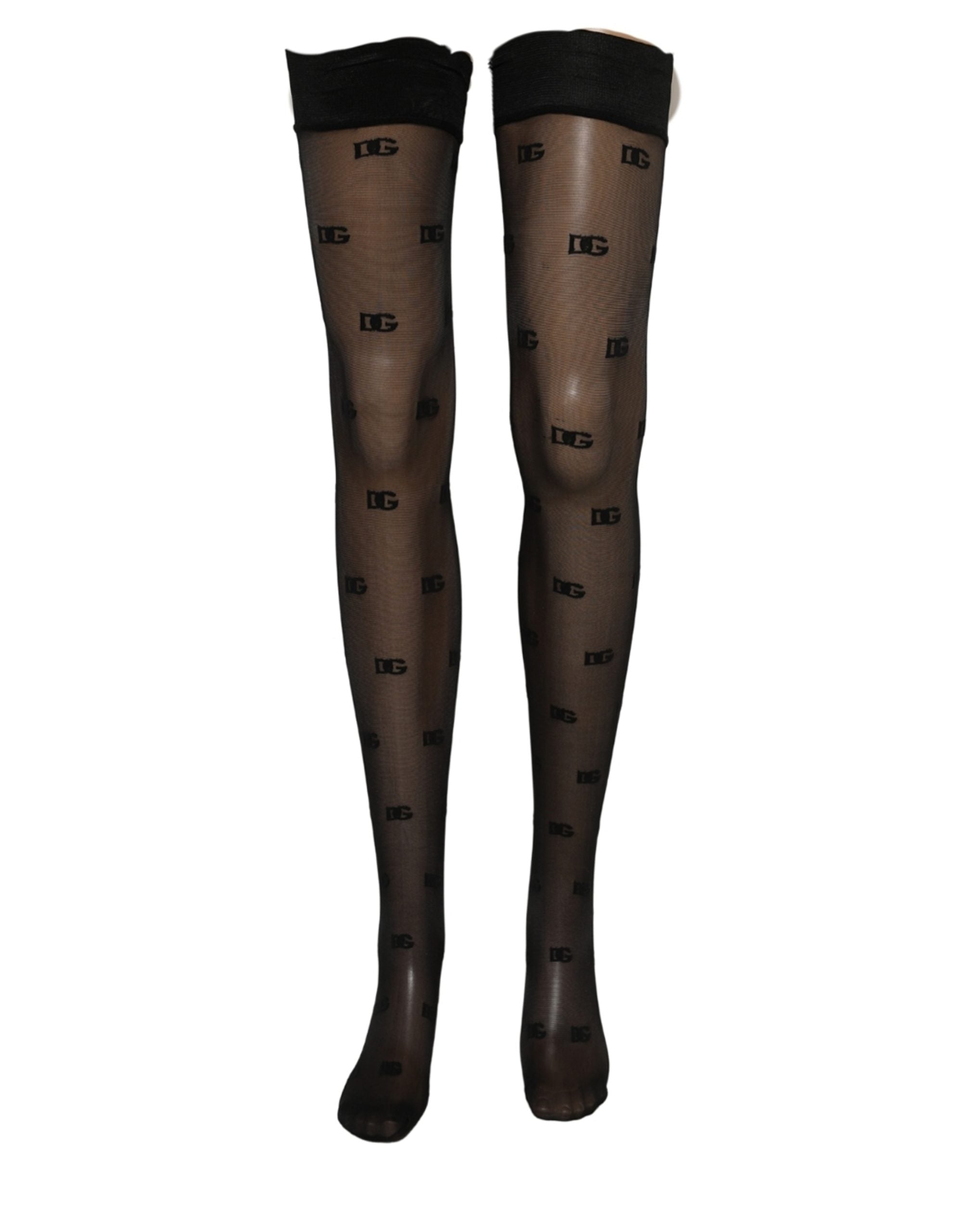 Dolce & Gabbana Black Sheer Logo Monogram Tights Stockings Socks Dolce & Gabbana
