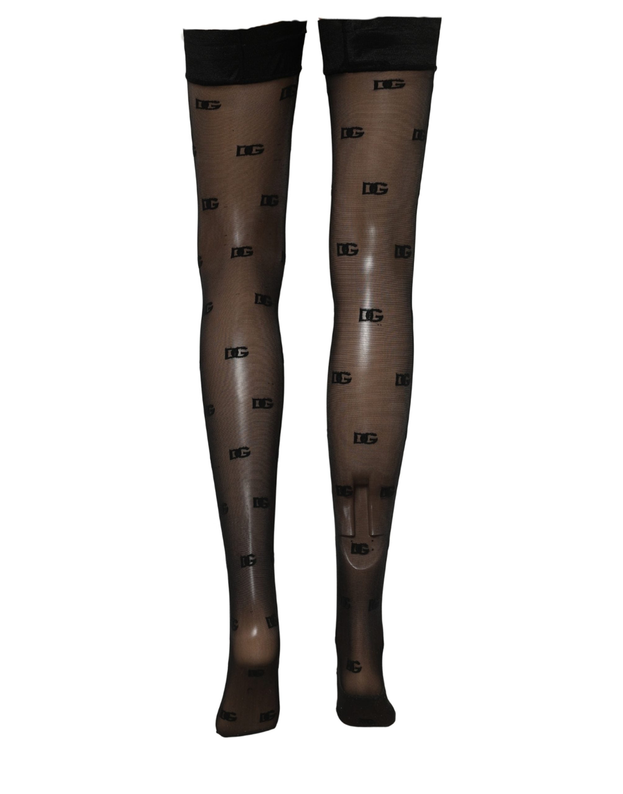 Dolce & Gabbana Black Sheer Logo Monogram Tights Stockings Socks Dolce & Gabbana