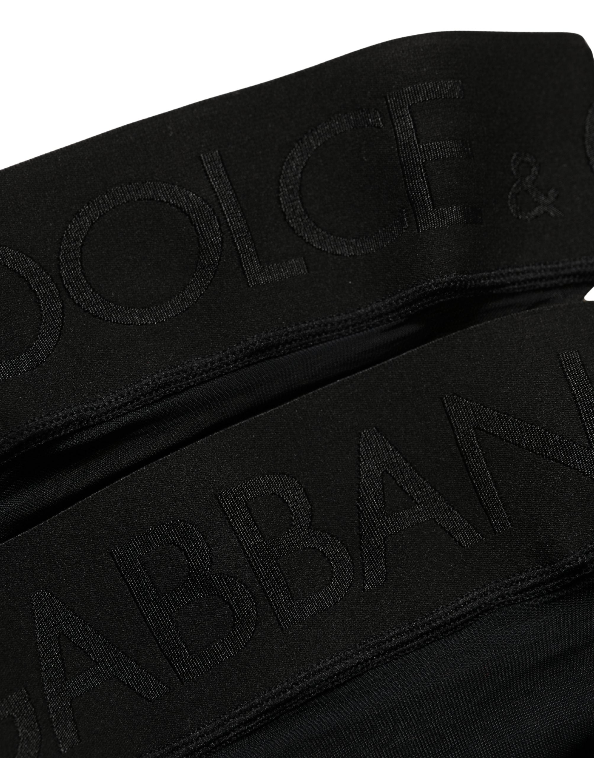 Dolce & Gabbana Black Nylon Logo Calf Long Women Accessory Socks Dolce & Gabbana