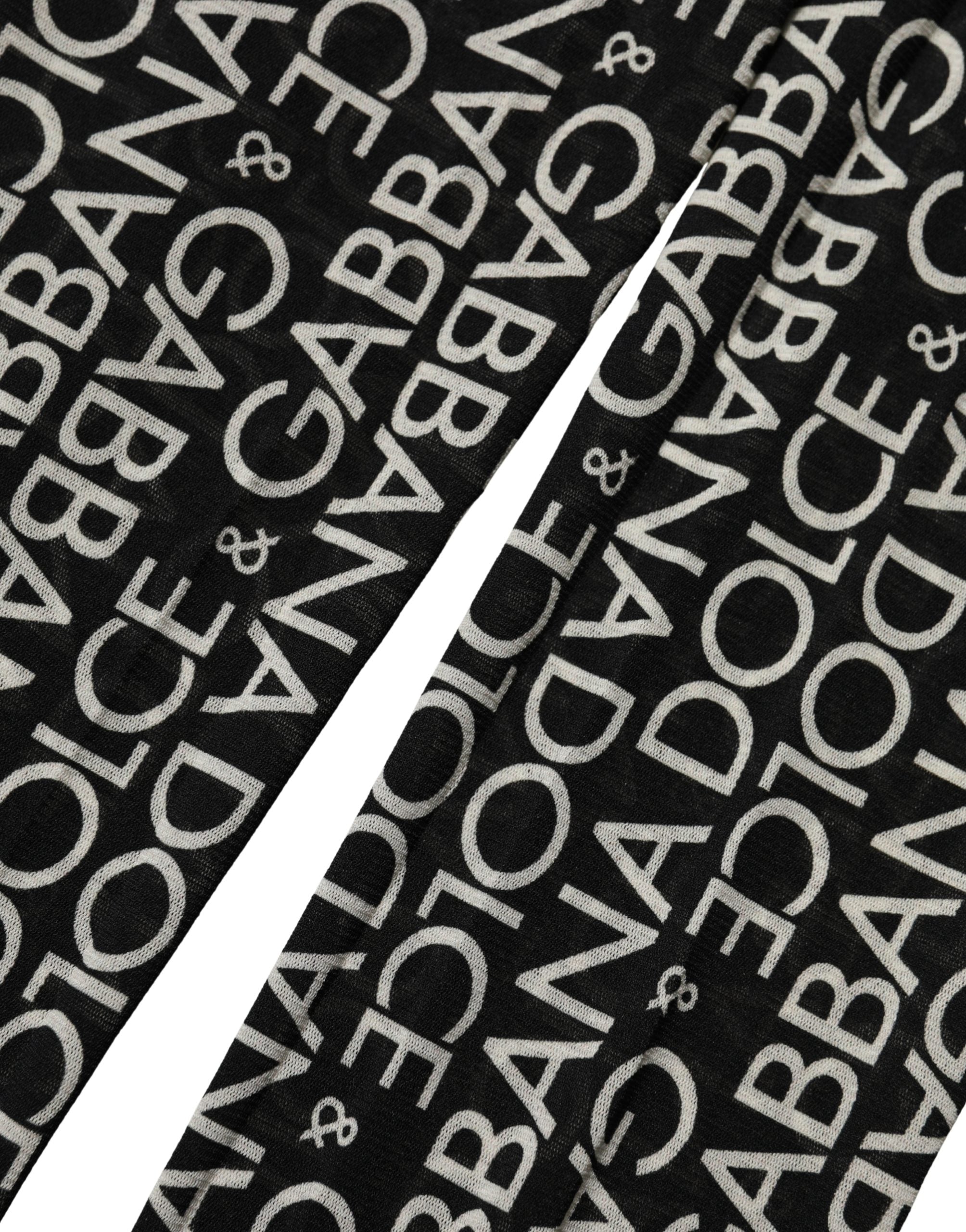 Dolce & Gabbana Black White All Over Print Sheer Stretch Tights Socks Dolce & Gabbana