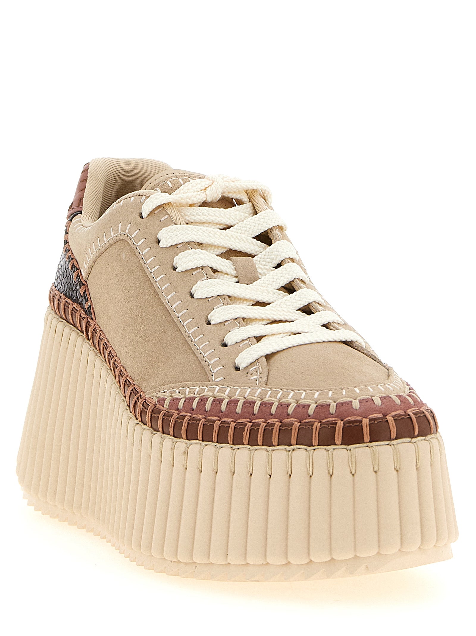 Chloé Beige Polyester Wedge Sandals Chloé