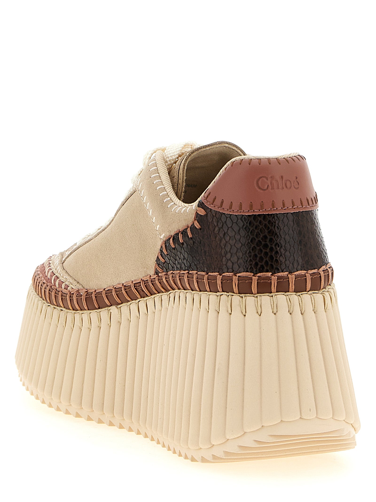 Chloé Beige Polyester Wedge Sandals Chloé