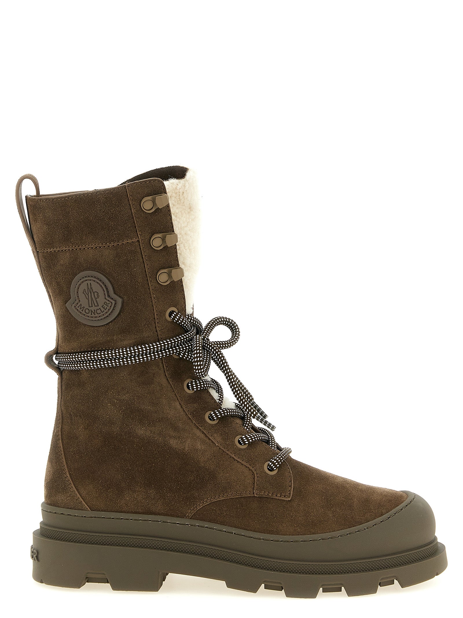 Moncler Brown Leather Lace-Up Boots Moncler