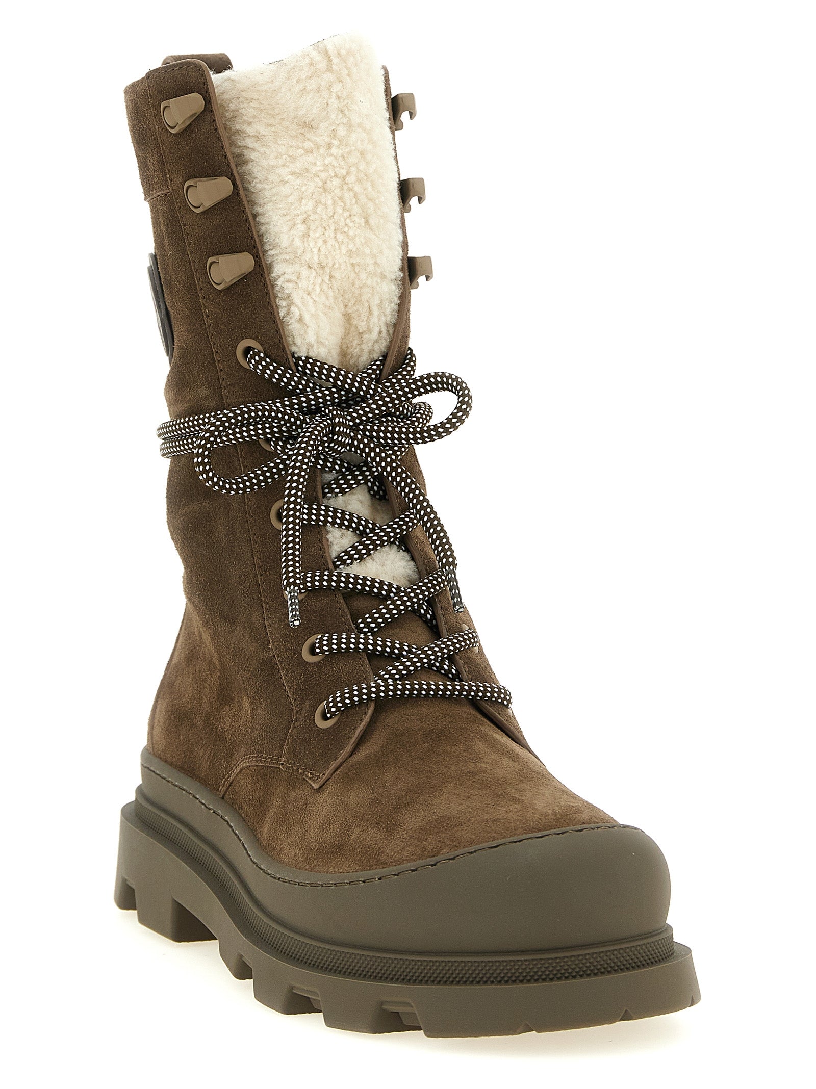 Moncler Brown Leather Lace-Up Boots Moncler