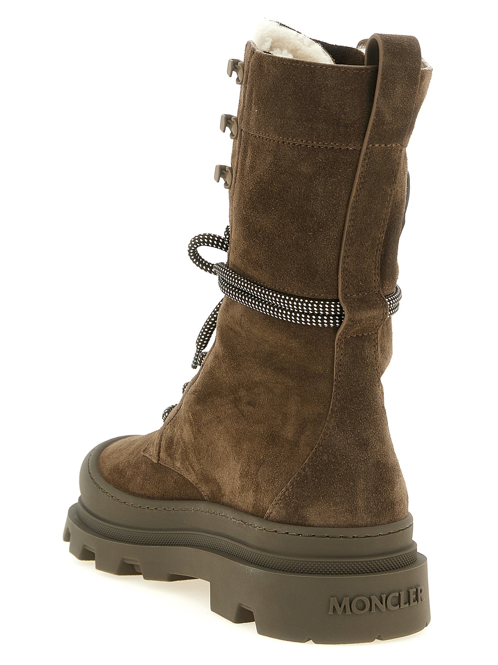Moncler Brown Leather Lace-Up Boots Moncler