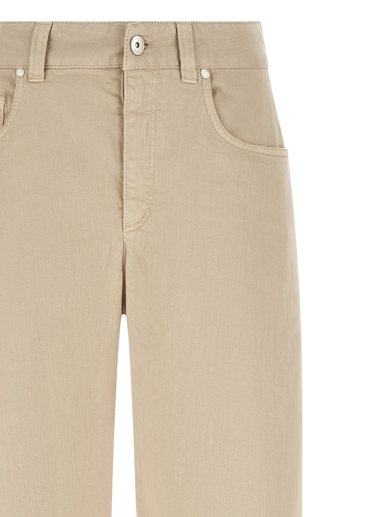Brunello Cucinelli Beige Cotton Relaxed Fit Jeans Brunello Cucinelli