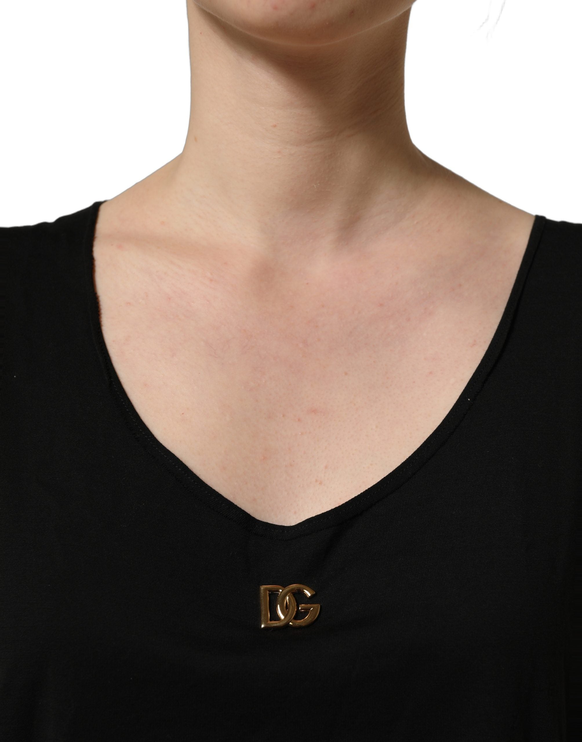 Dolce & Gabbana Black Gold DG Logo Cotton Sleeveless Tank Top Dolce & Gabbana