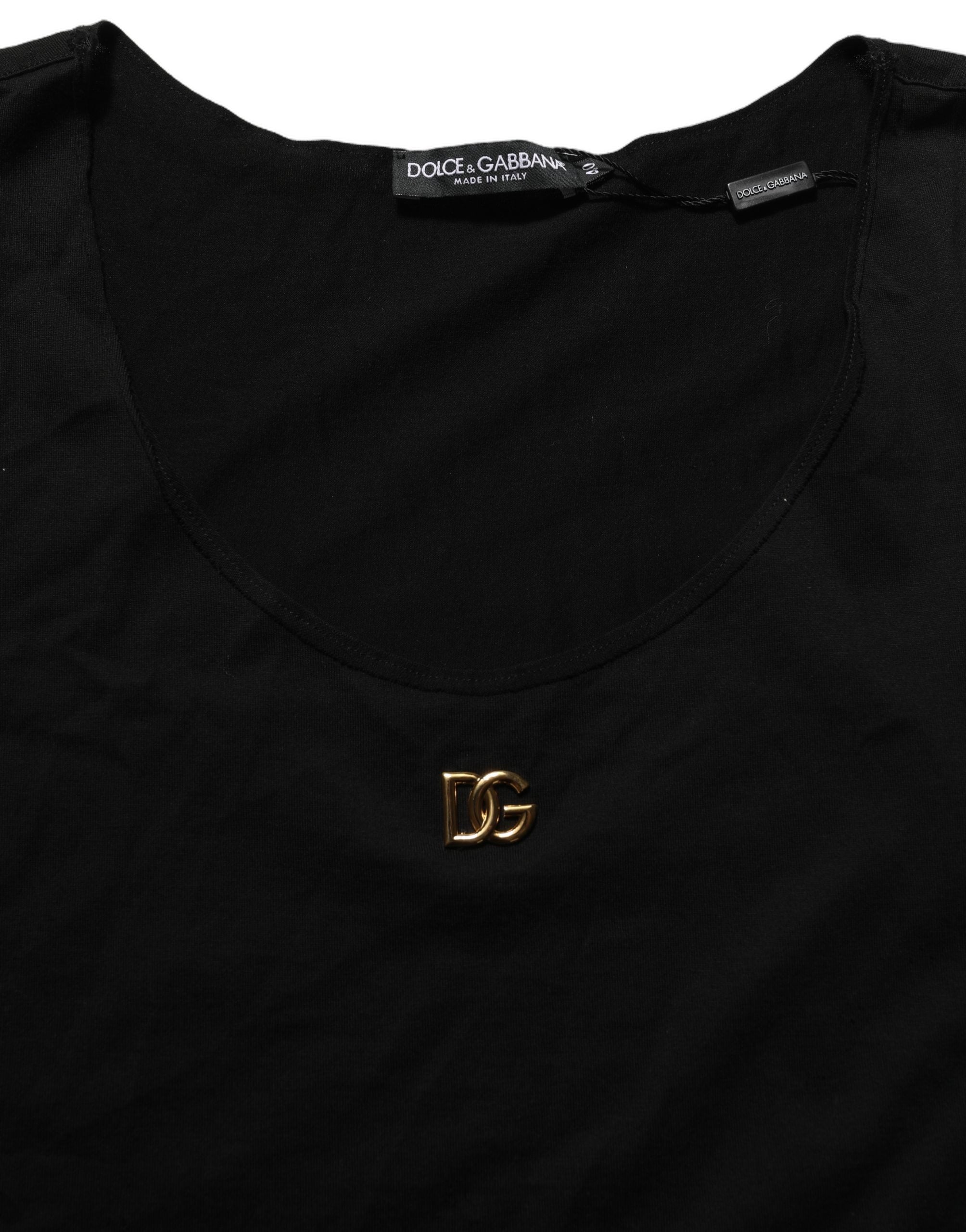 Dolce & Gabbana Black Gold DG Logo Cotton Sleeveless Tank Top Dolce & Gabbana