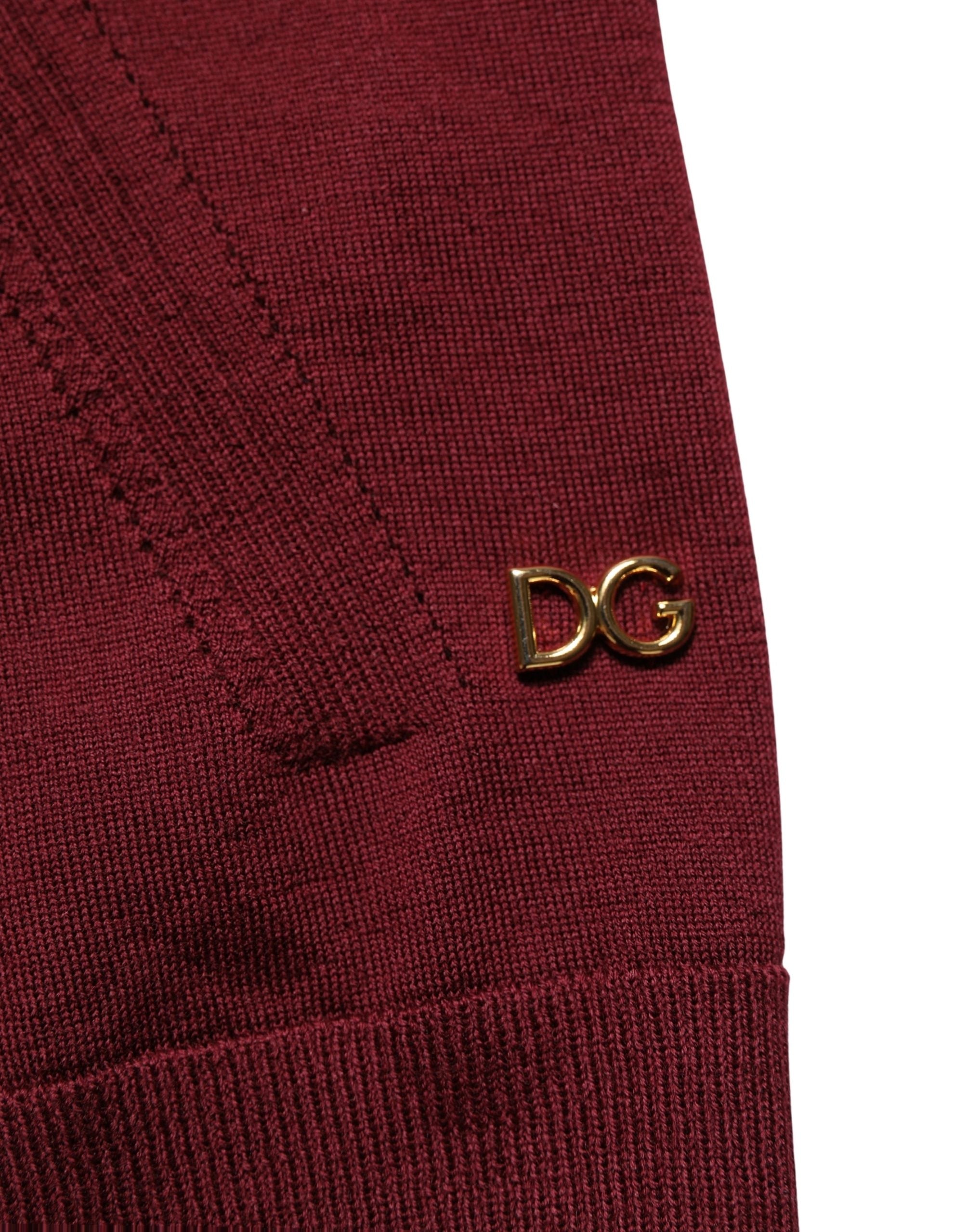 Dolce & Gabbana Maroon Wool Knitted CrewNeck Pullover Sweater Dolce & Gabbana