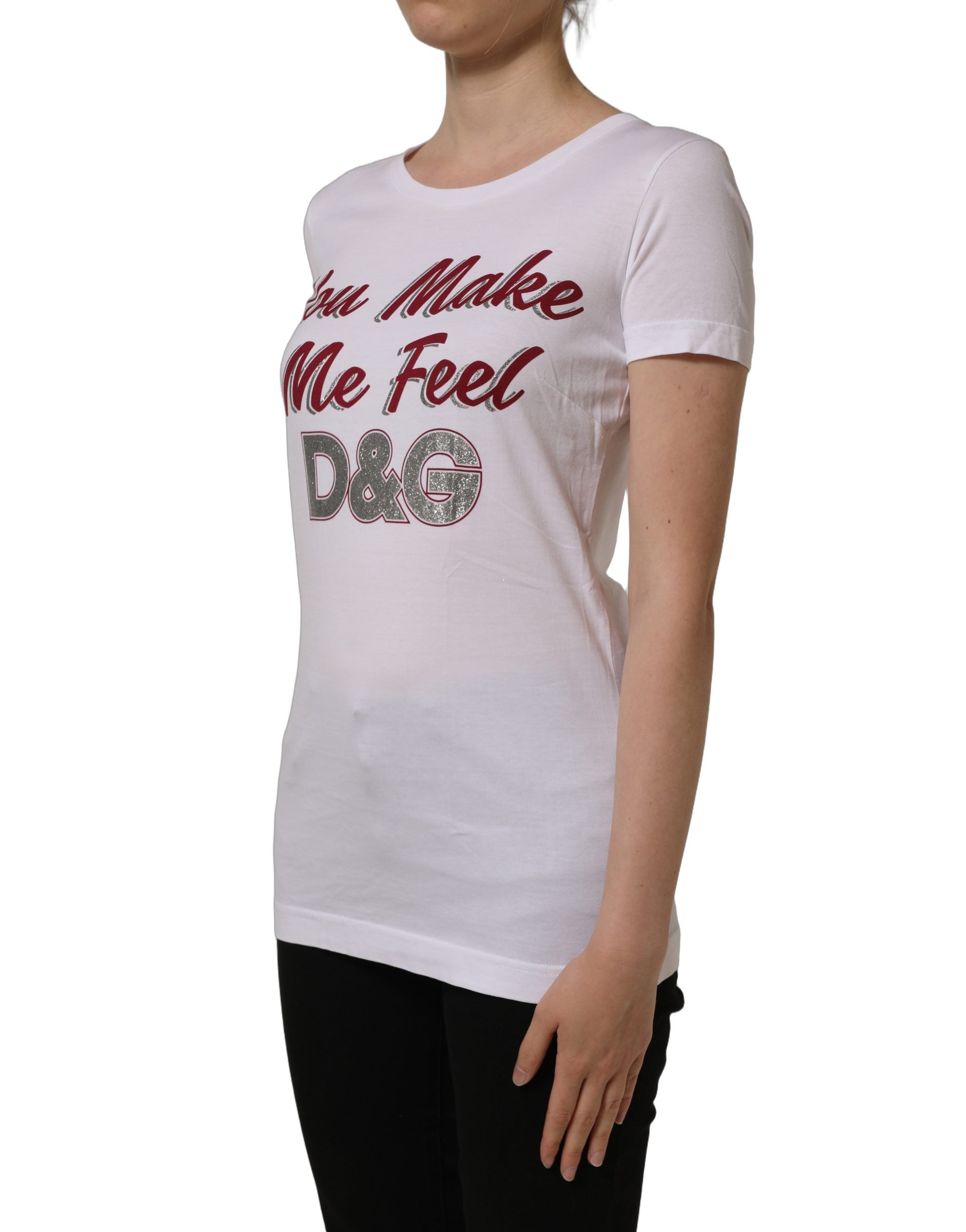 Dolce & Gabbana White Graphic Print Cotton Crew Neck T-shirt Dolce & Gabbana