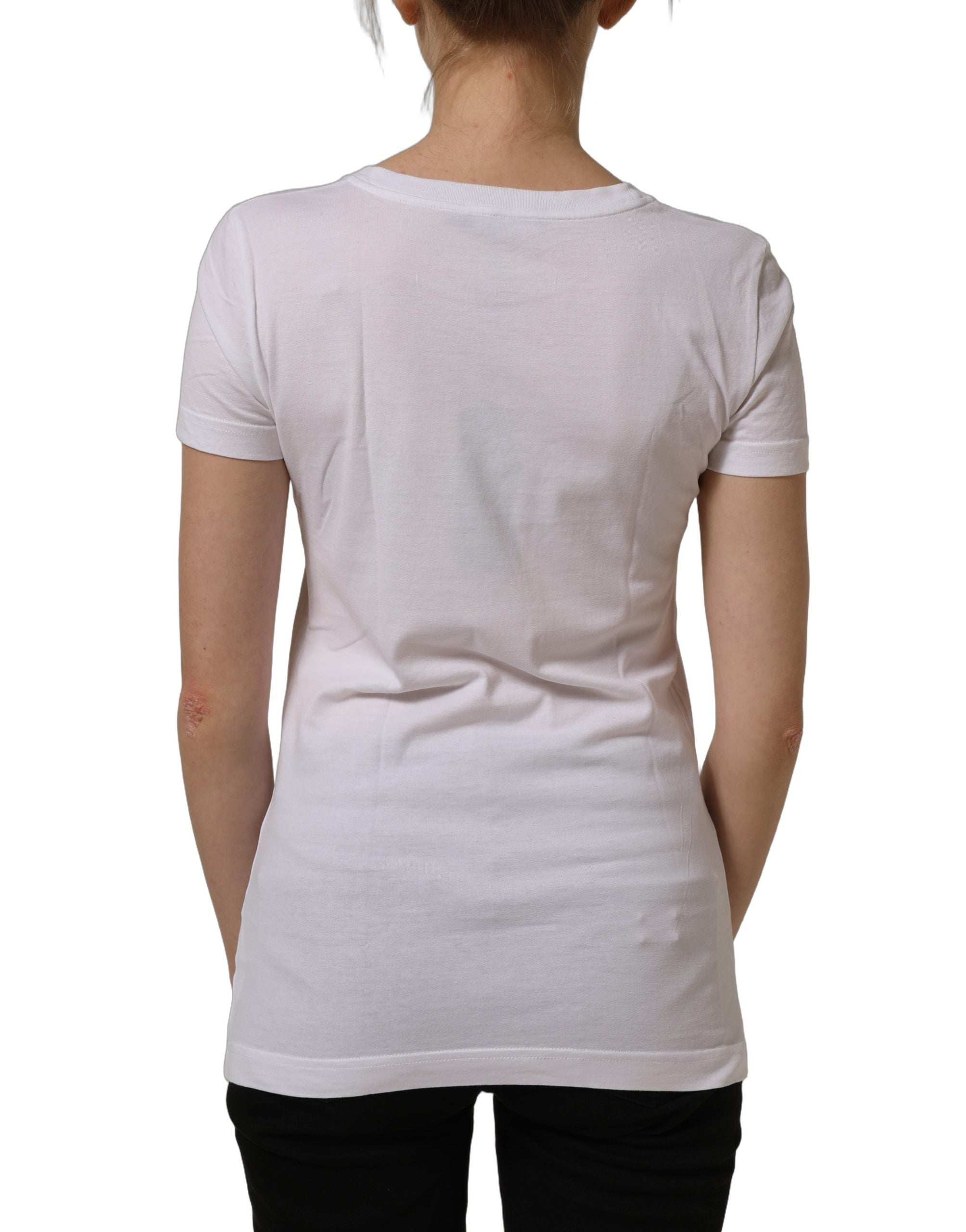 Dolce & Gabbana White Graphic Print Cotton Crew Neck T-shirt Dolce & Gabbana