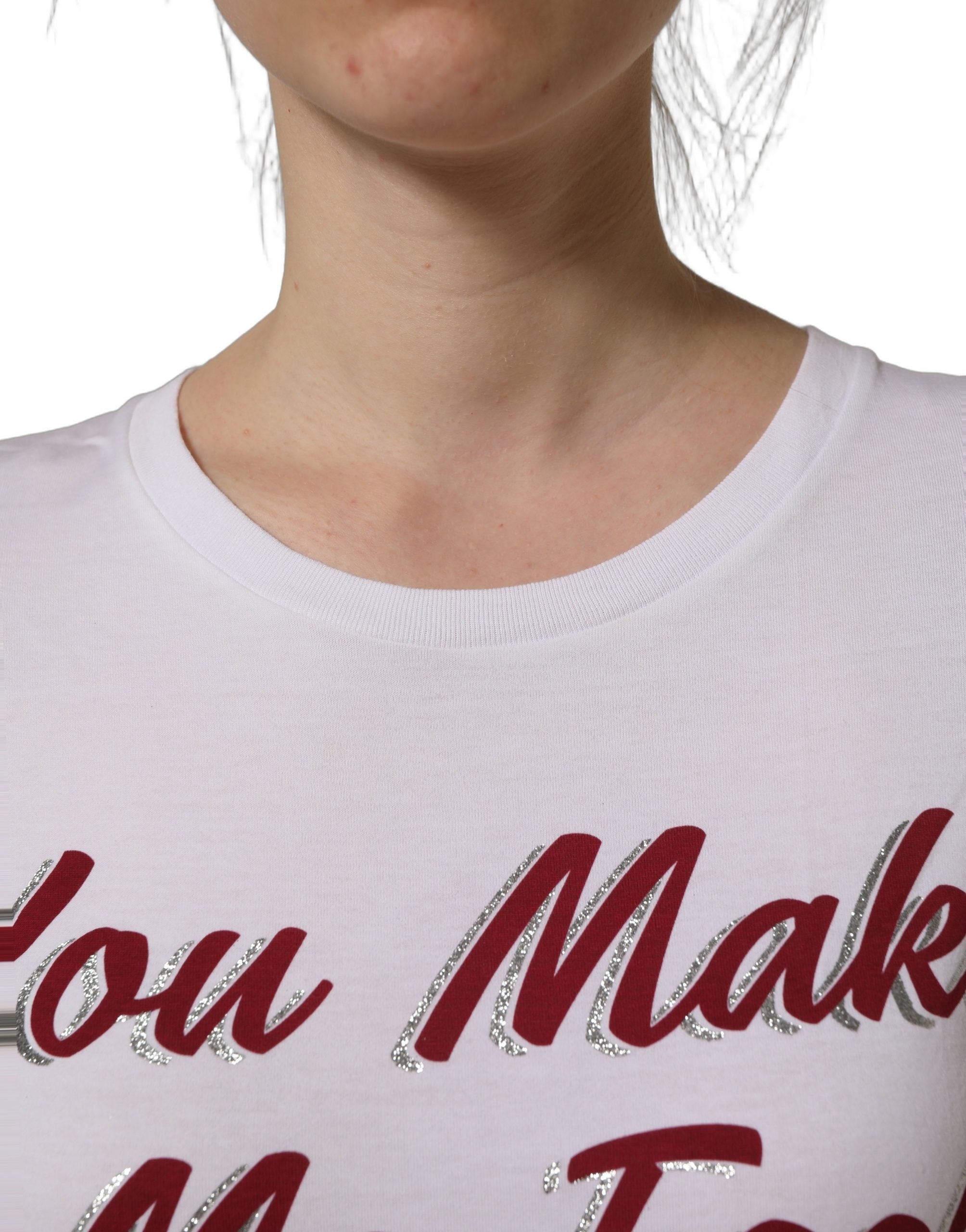 Dolce & Gabbana White Graphic Print Cotton Crew Neck T-shirt Dolce & Gabbana