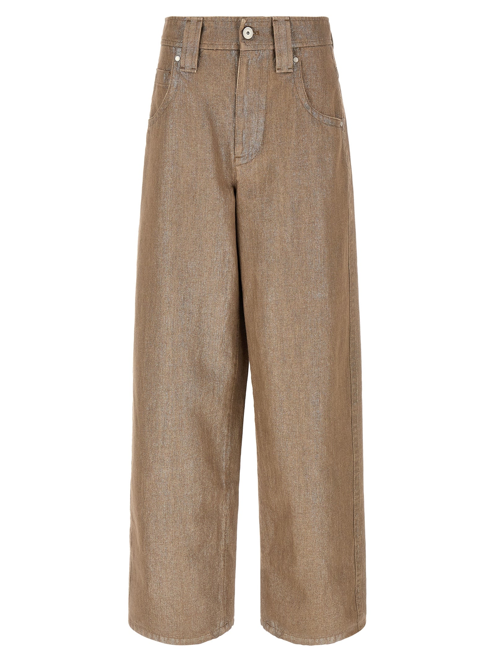 Brunello Cucinelli Beige Cotton Relaxed Fit Jeans Brunello Cucinelli