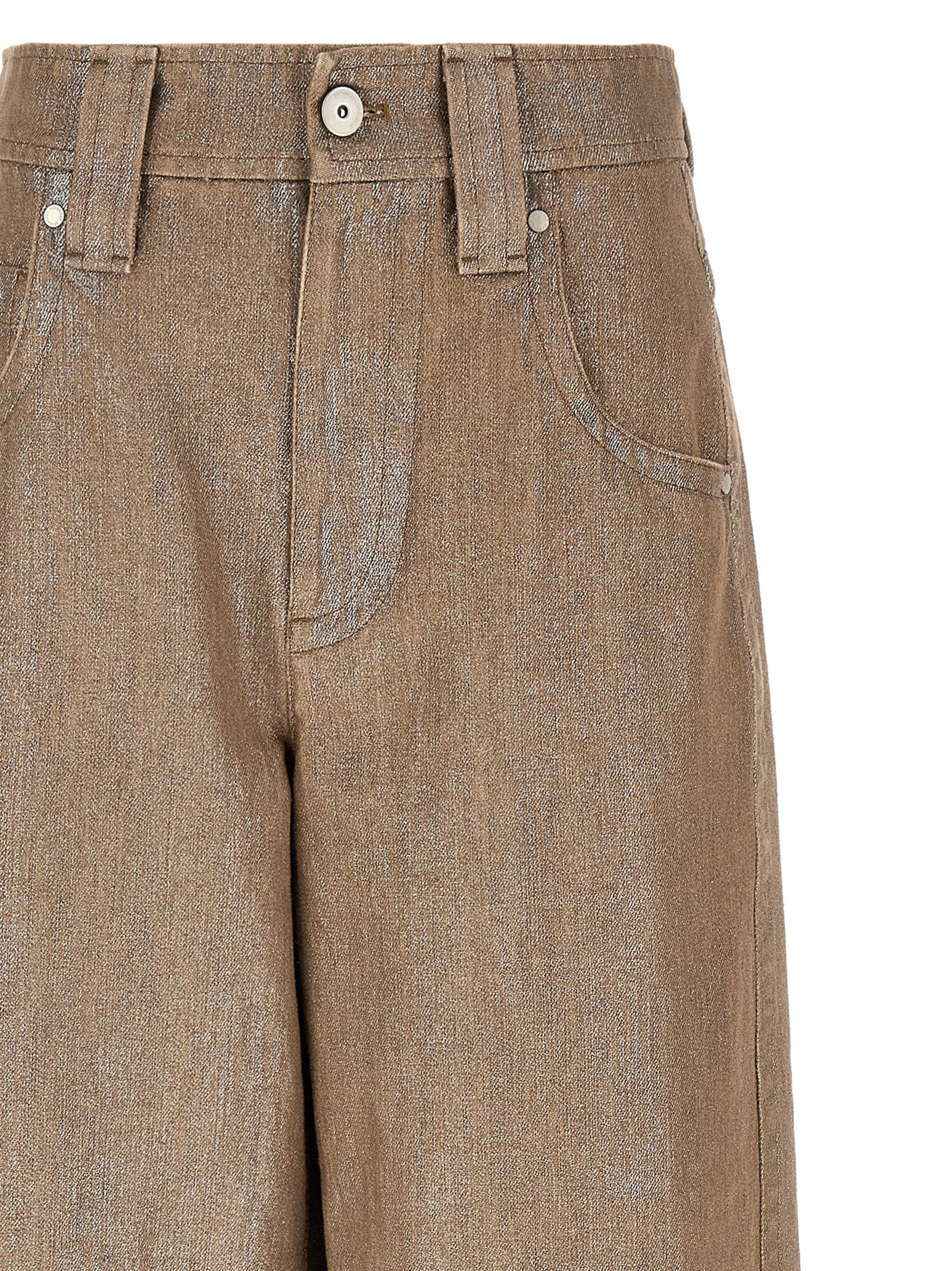 Brunello Cucinelli Beige Cotton Relaxed Fit Jeans Brunello Cucinelli