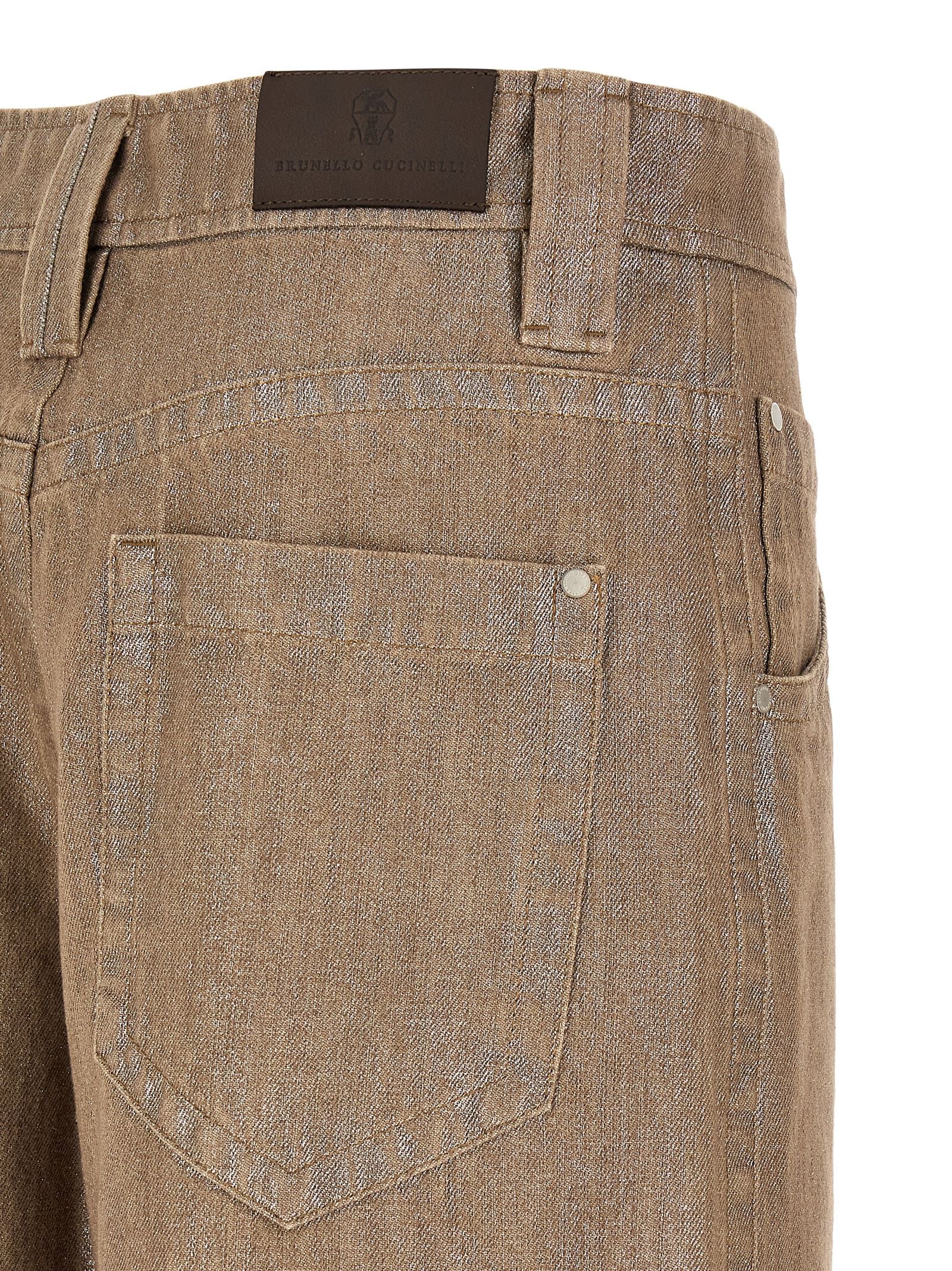 Brunello Cucinelli Beige Cotton Relaxed Fit Jeans Brunello Cucinelli