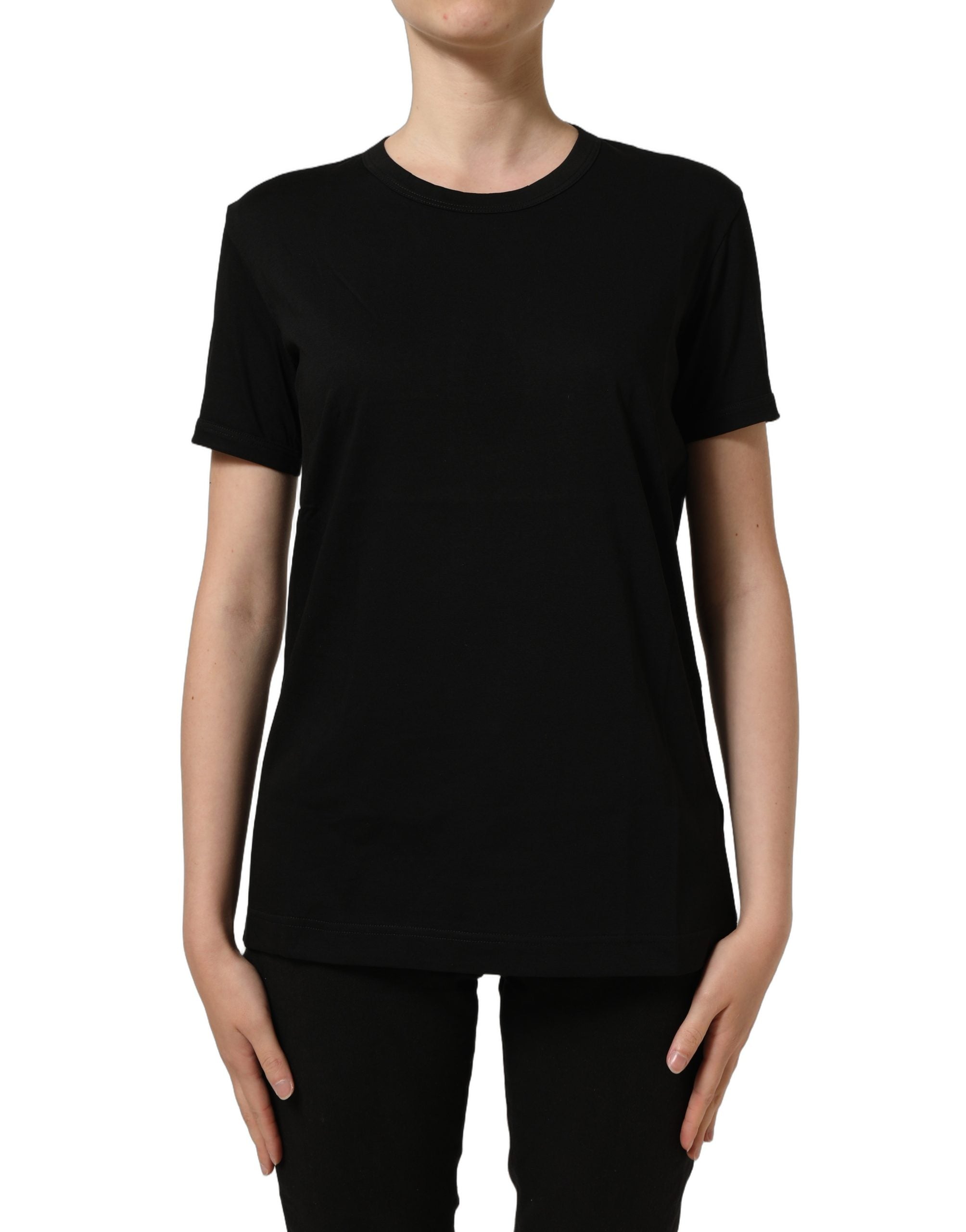 Dolce & Gabbana Black Cotton Crew Neck Short Sleeves T-shirt Dolce & Gabbana