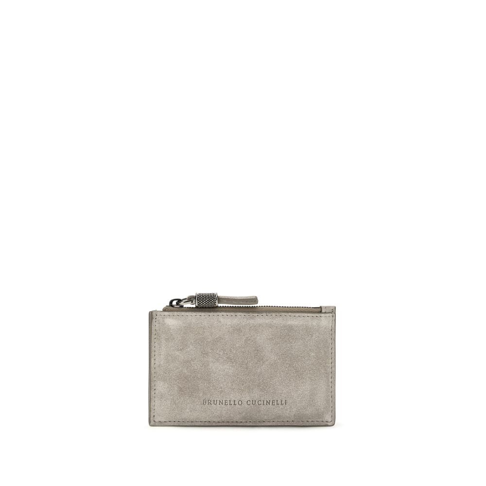 Brunello Cucinelli Gray Calf Leather Bos Taurus Wallet Brunello Cucinelli
