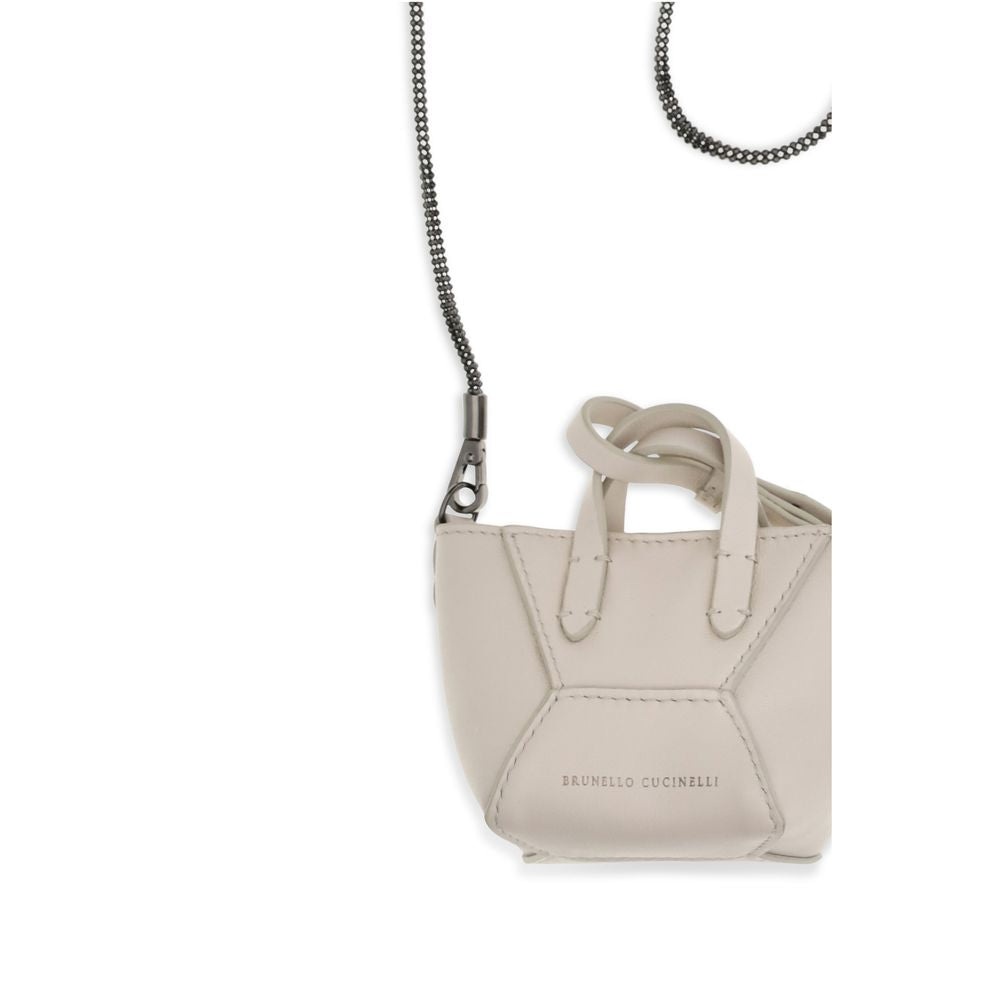 Brunello Cucinelli Beige Calf Leather Bos Taurus Shoulder Bag Brunello Cucinelli