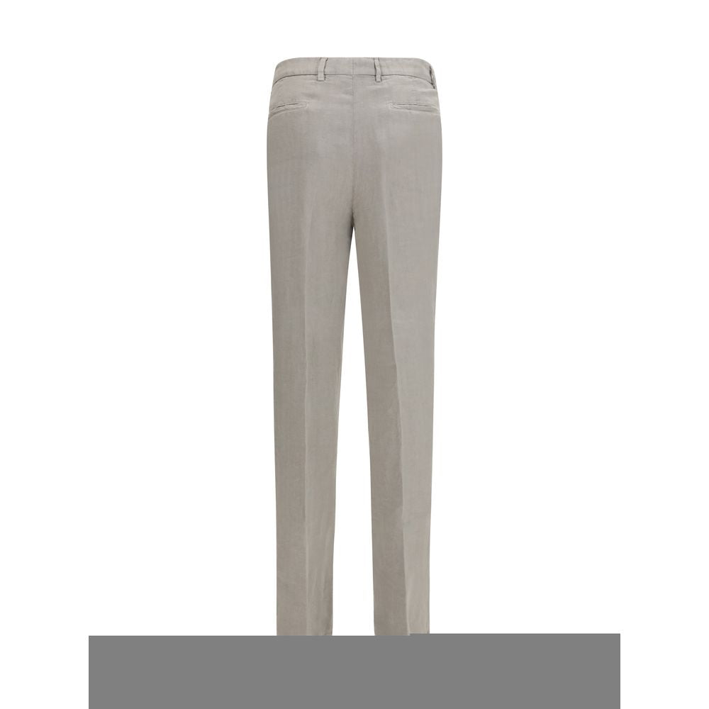 Brunello Cucinelli Gray Linen Casual Pants Brunello Cucinelli