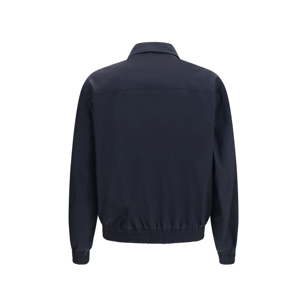 Brunello Cucinelli Blue Silk Biker Jacket Brunello Cucinelli