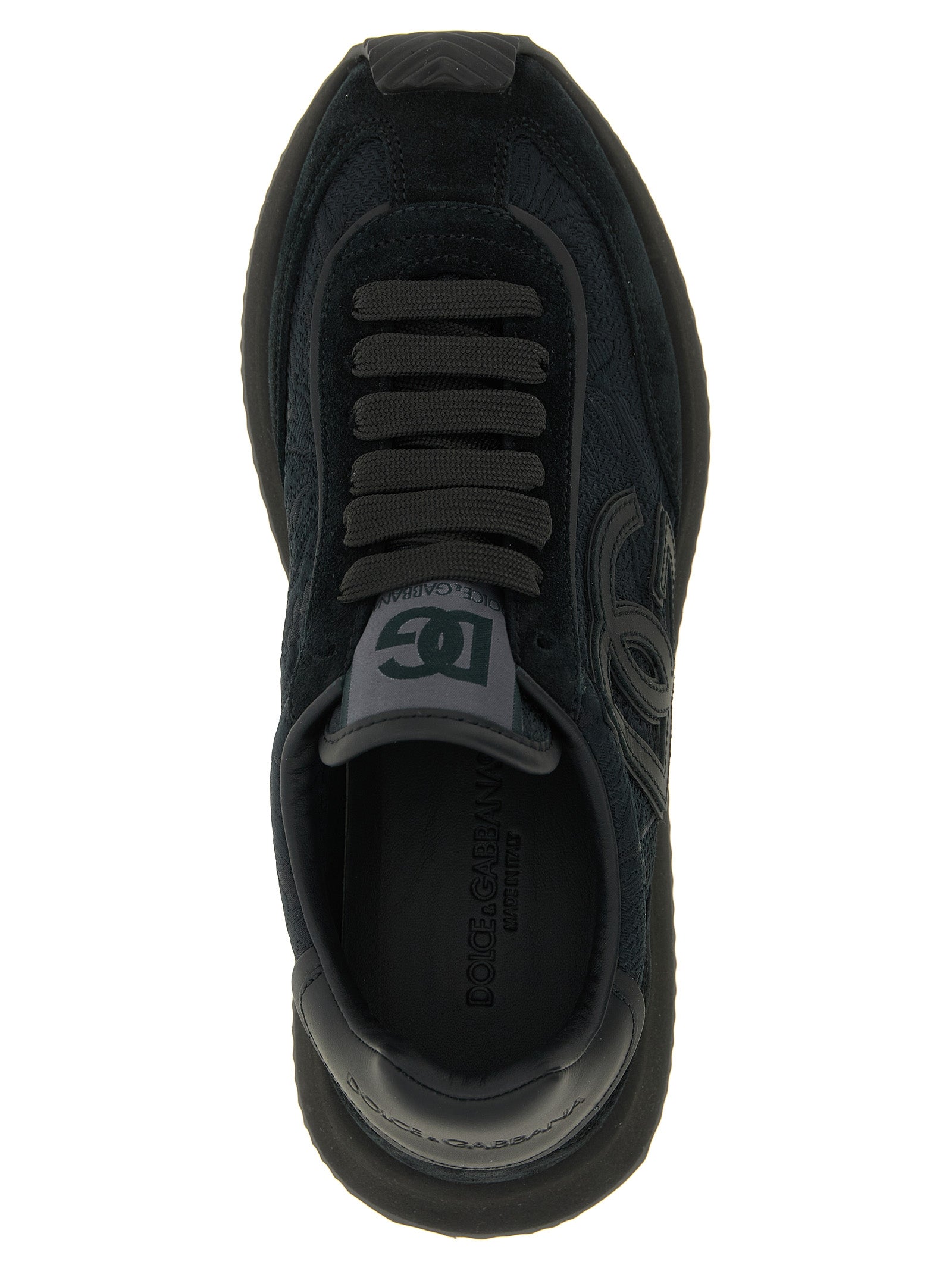 Dolce & Gabbana Black Leather Athletic Sneakers Dolce & Gabbana