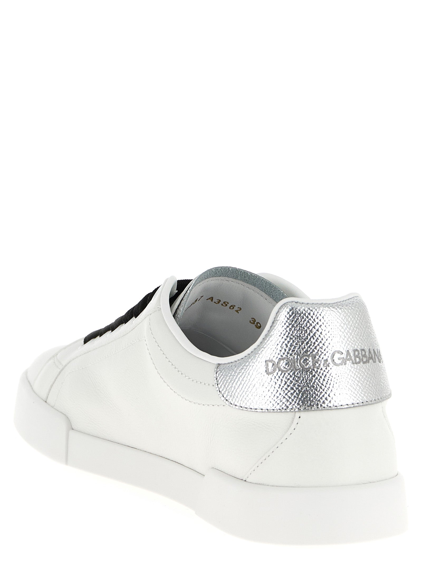 Dolce & Gabbana Silver Calfskin Low Top Sneakers Dolce & Gabbana
