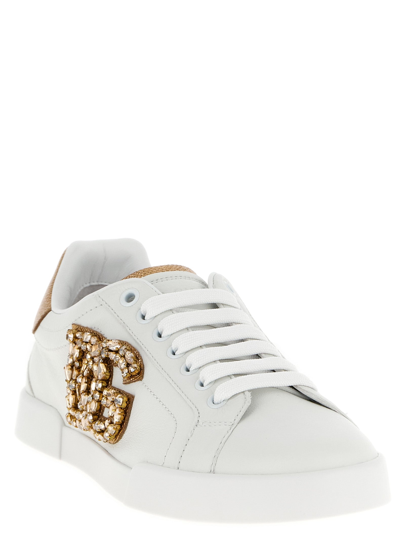 Dolce & Gabbana Gold Calfskin Low Top Sneakers Dolce & Gabbana