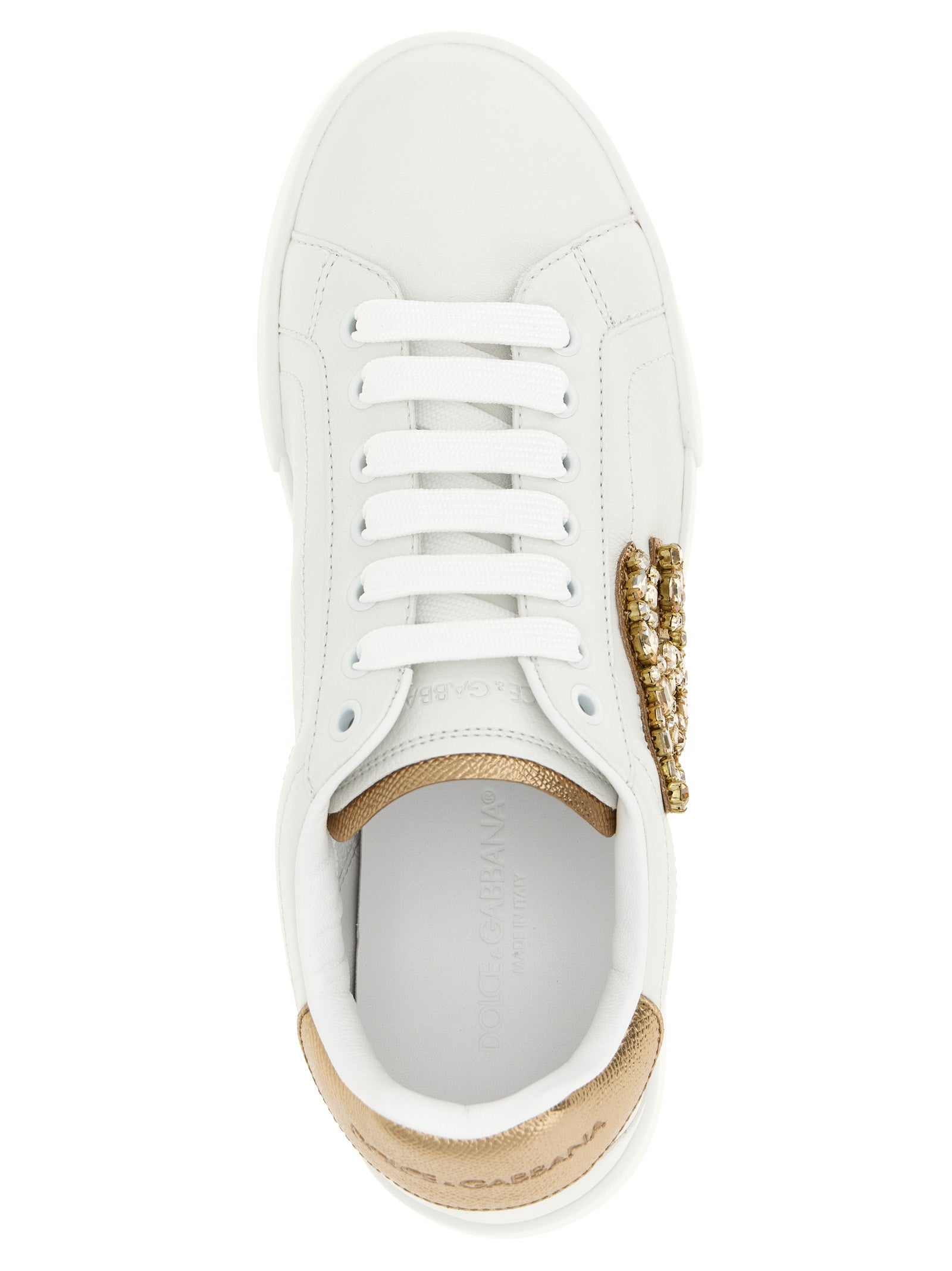 Dolce & Gabbana Gold Calfskin Low Top Sneakers Dolce & Gabbana
