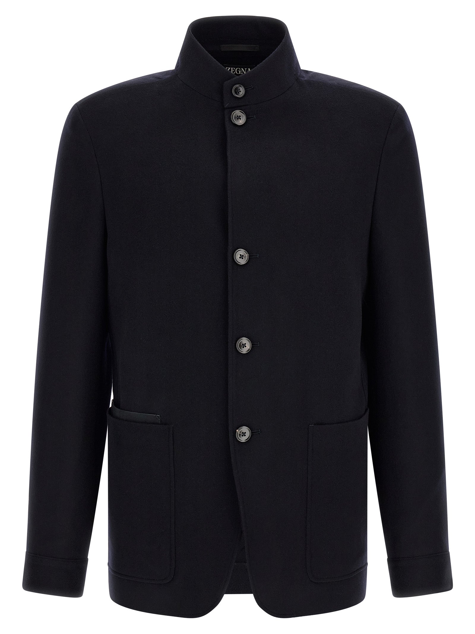 ZEGNA Blue Cashmere Full-Length Jacket ZEGNA