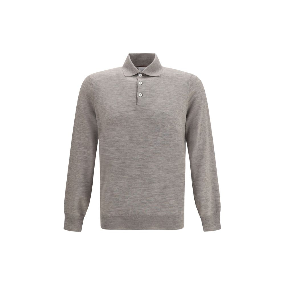 Brunello Cucinelli Gray Cashmere Polo Shirt Brunello Cucinelli