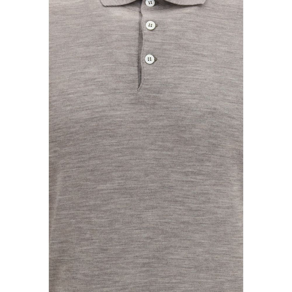 Brunello Cucinelli Gray Cashmere Polo Shirt Brunello Cucinelli