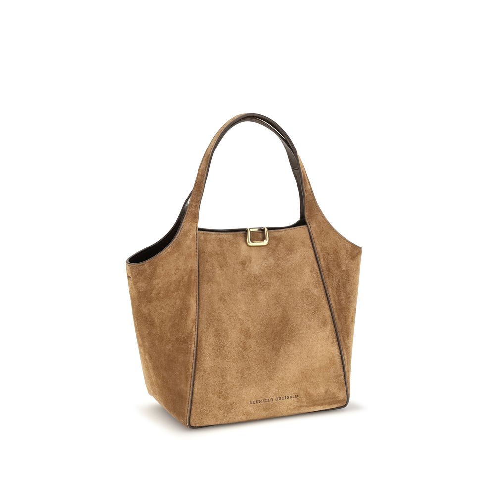 Brunello Cucinelli Beige Calf Leather Bos Taurus Shoulder Bag Brunello Cucinelli