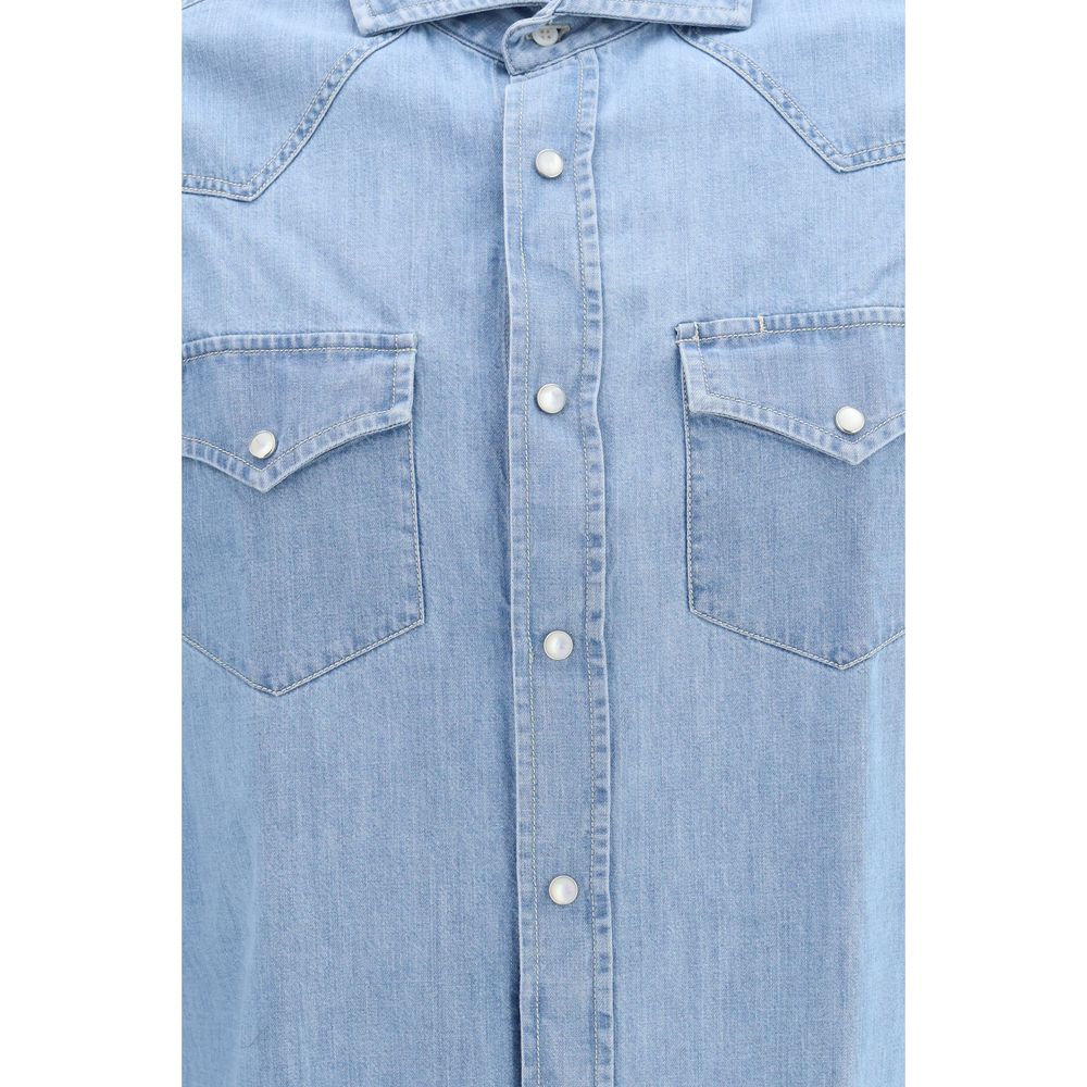 Brunello Cucinelli Blue Denim Shirt Brunello Cucinelli