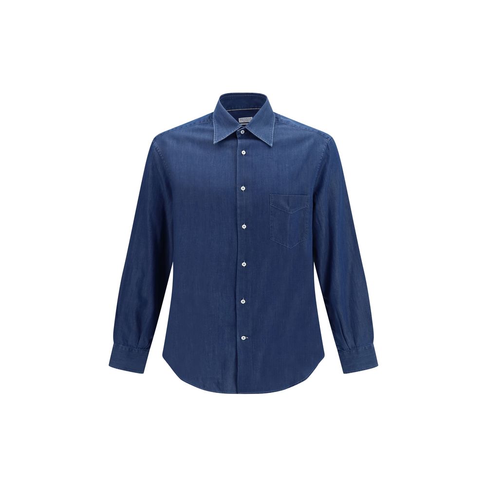 Brunello Cucinelli Blue Denim Shirt Brunello Cucinelli