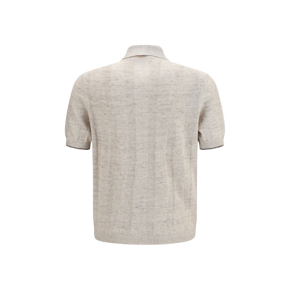 Brunello Cucinelli Beige Cotton Polo Shirt Brunello Cucinelli