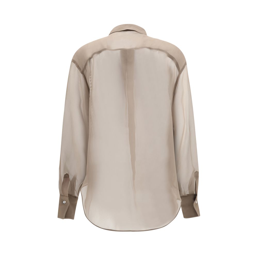 Brunello Cucinelli Beige Silk Pattern Shirt Brunello Cucinelli